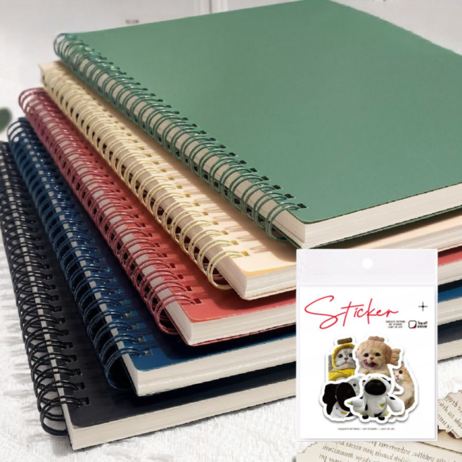 하루포유 PP표지 스프링 노트 A5 5권, 1세트, 혼합색상