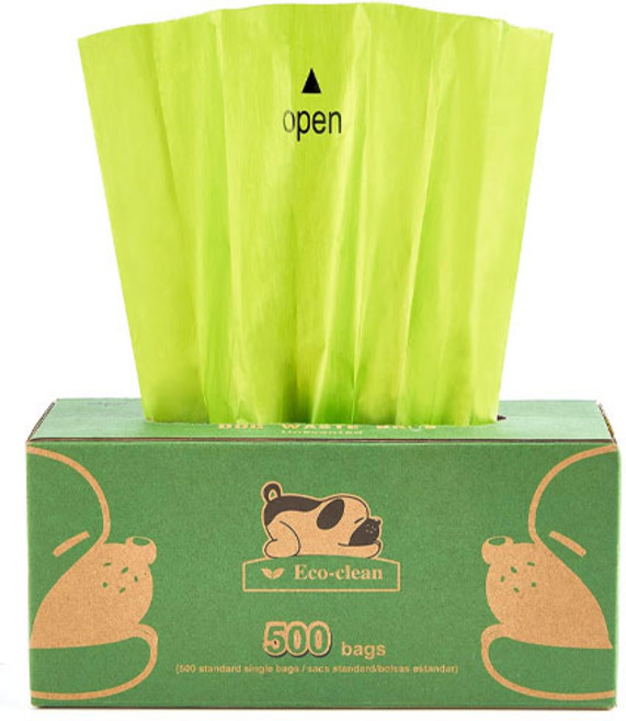 에코클린 반려동물 똥봉투 배변봉투 풉백 티슈형, 1개, 500개입, 그린