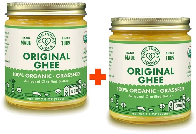 [다제이샵] 퓨어 인디언 푸드 100% 유기농 기버터 무염 목초사육, 220g, 2개 - 쿠팡