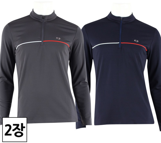 2장 [더맨월드] MT 겨울 약기모 투라인 반집업 티셔츠 _ 긴팔 남성용 스판 아웃도어 부드러움 M1762