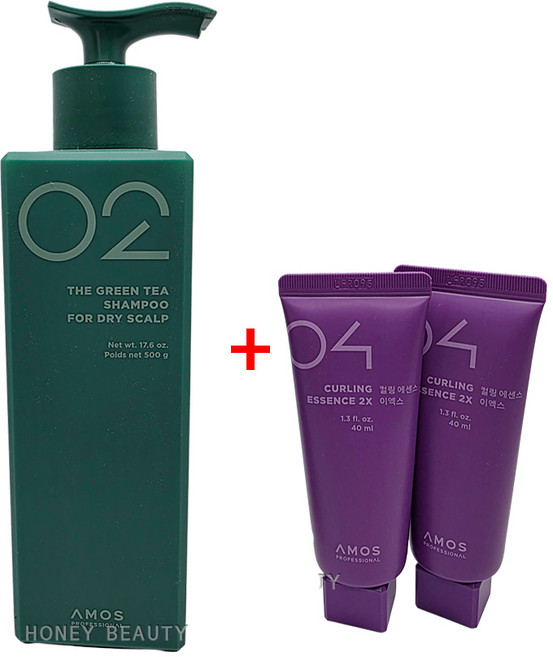 아모스프로페셔널 녹차실감 샴푸 중건성두피용 500g+컬링미니40mlX2개(증정), 1개, 500g