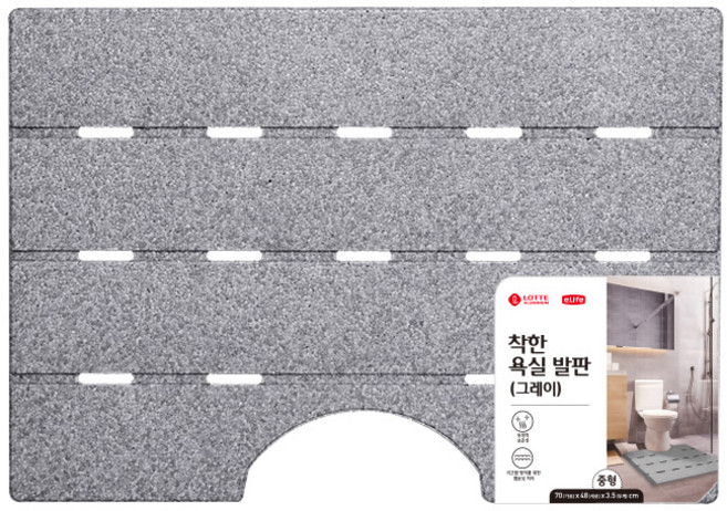 롯데 착한 웰빙 욕실발판 중, 그레이, 1개