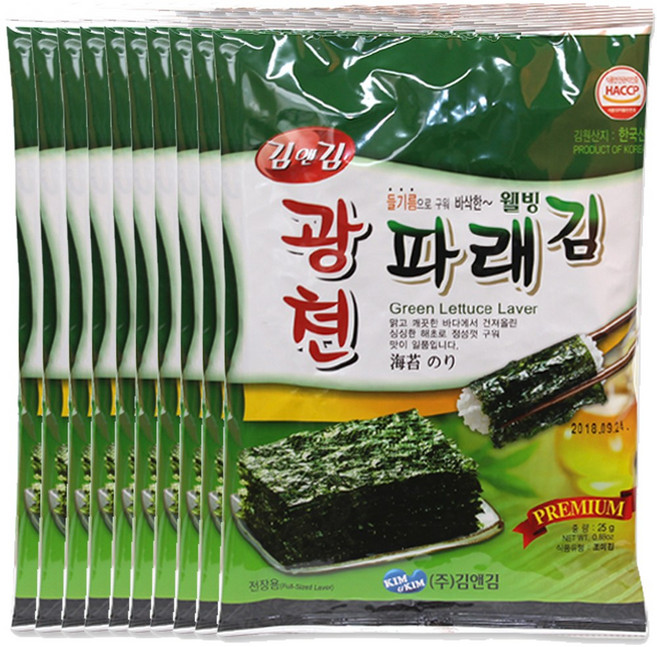 [가온애] 광천김 / 광천 파래 전장김, 25g, 12개