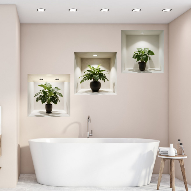 셀렛 인테리어 포인트 스티커, 04. 3종 화병과 녹색식물