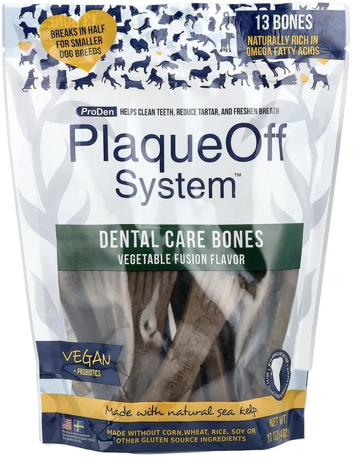 아이허브 PlaqueOff System 덴탈 케어 본 반려견용 혼합 채소 13개입 482g(17oz), 1개, 482g - 쿠팡