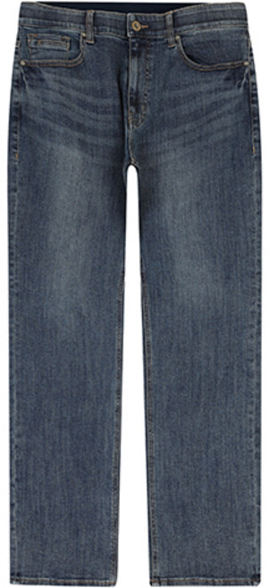 [잠뱅이] 남성 오비안밴드 포켓 절개포인트 자수 캣워싱 스트레이트 데님 팬츠 다크블루