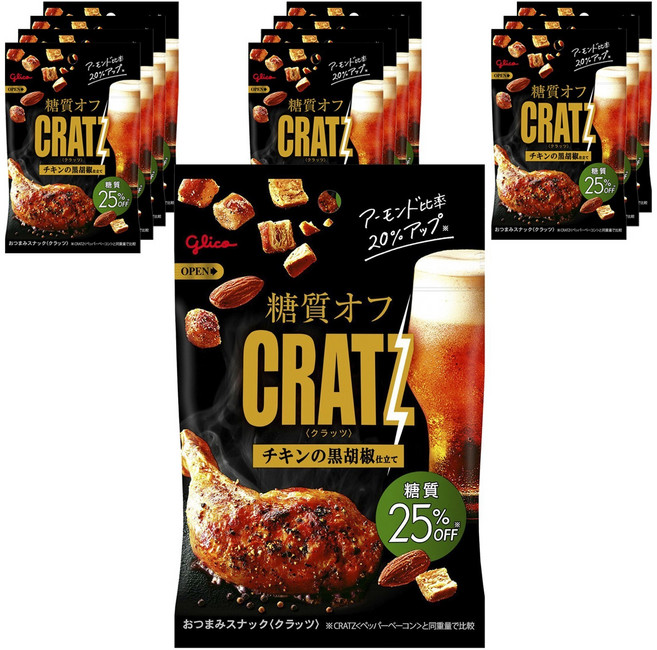 glico 格力高 Cratz低碳水黑胡椒雞肉風味脆餅, 12包, 42g
