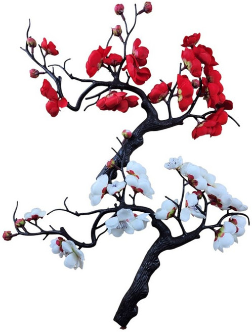 매화 조화 꽃 가지 인테리어 인조 분재 나무 1p, 레드, 1개