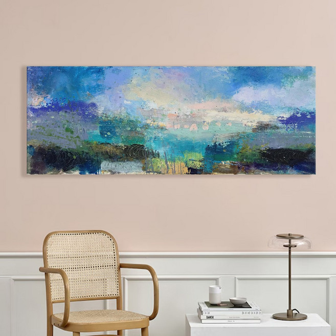 풍경 추상화 와이드 화사한 꽃그림 거실 카페 인테리어 대형 캔버스액자 15종 9-15 집들이 선물 벽장식소품 꽃, 15.블루스카이코스트