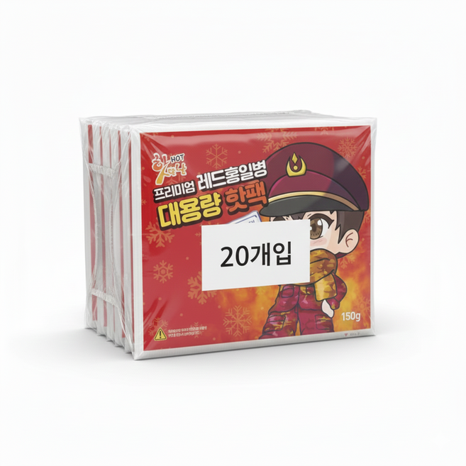 재담다 겨울 필수품 핫한 프리미엄 레드 홍일병 핫팩, 20개