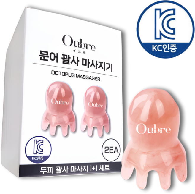 우브레 문어 괄사 두피 KC인증 1+1, 핑크, 1개