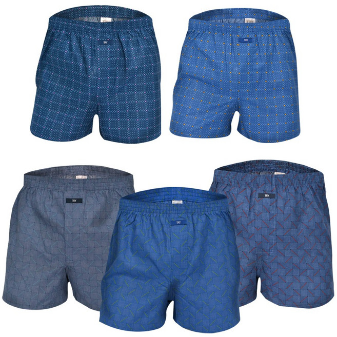 트라이 남성용 쾌적 순면 트렁크 팬티 5종 세트 TM-501