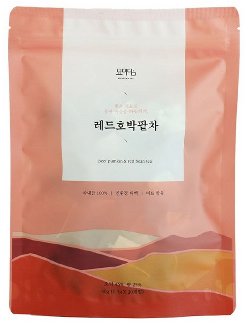 묘미담 레드 호박팥차 티백 국내산, 20개입, 1개
