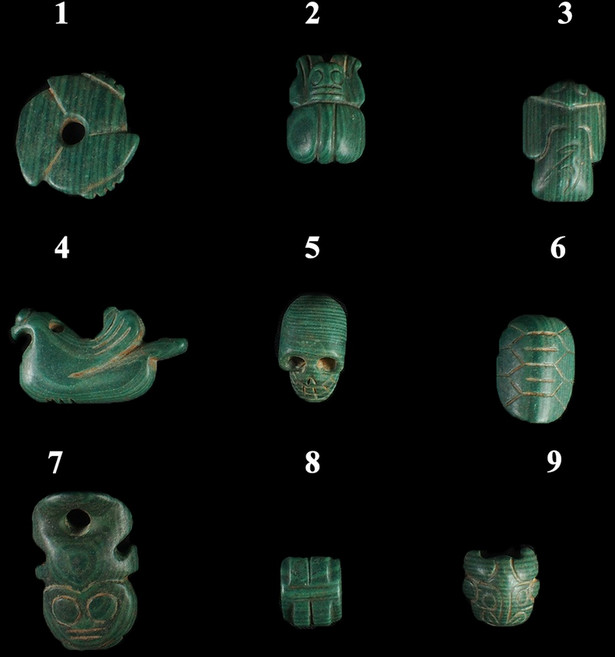 紅山文化孔雀石把玩件 復古雕刻工藝 收藏擺件, 7