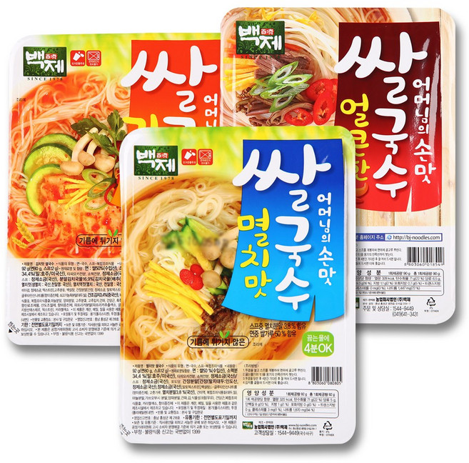 백제 쌀국수 멸치맛10개+김치맛10개+얼큰한맛10개 한박스, 92g, 30개