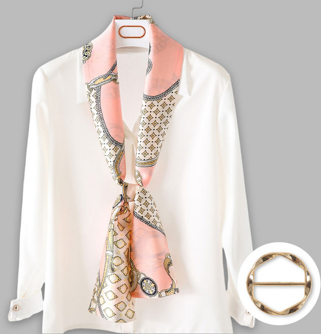 여성 사각 실크 스카프 스카프링 포함