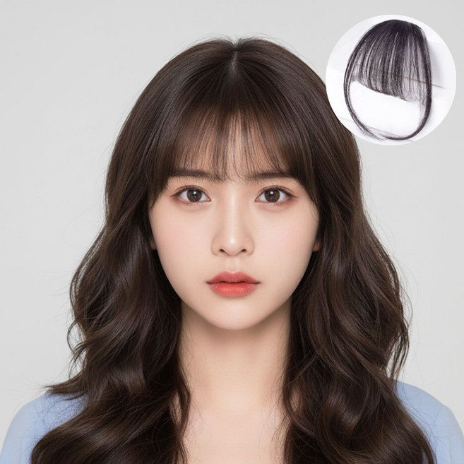 유또 여성 시스루뱅 앞머리 가발 헤어피스, 1개, 다크브라운