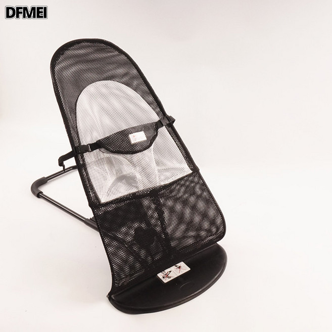 DFMEI 嬰兒搖搖椅哄娃哄寶寶哄睡搖籃躺椅可摺疊可調節搖搖椅安撫椅, 黑色網格款  白心