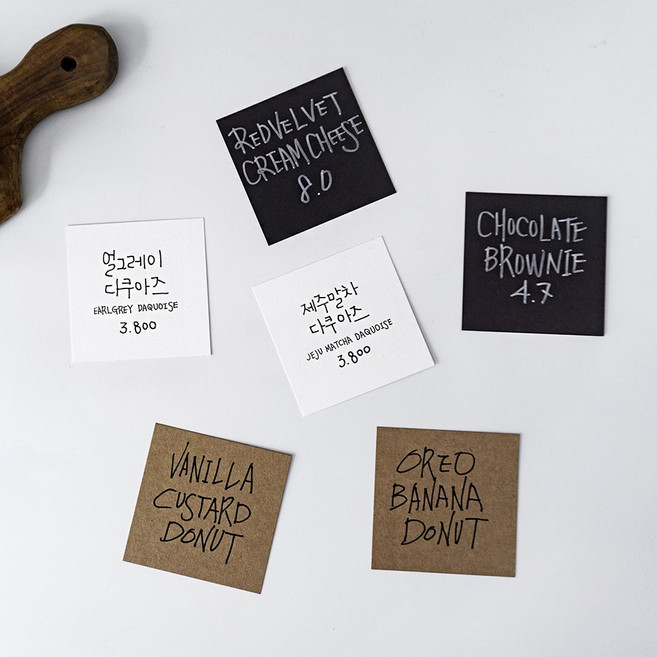 파이널리 파운드 무지 가격표 종이라벨 (10장) POP 쇼카드 매장 카페 네임택, 무지 블랙 (10장 1세트) + 화이트 마커펜