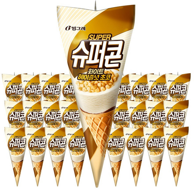 빙그레 아이스크림 슈퍼콘 화이트헤이즐넛초코 24입 한박스, 24개, 150ml