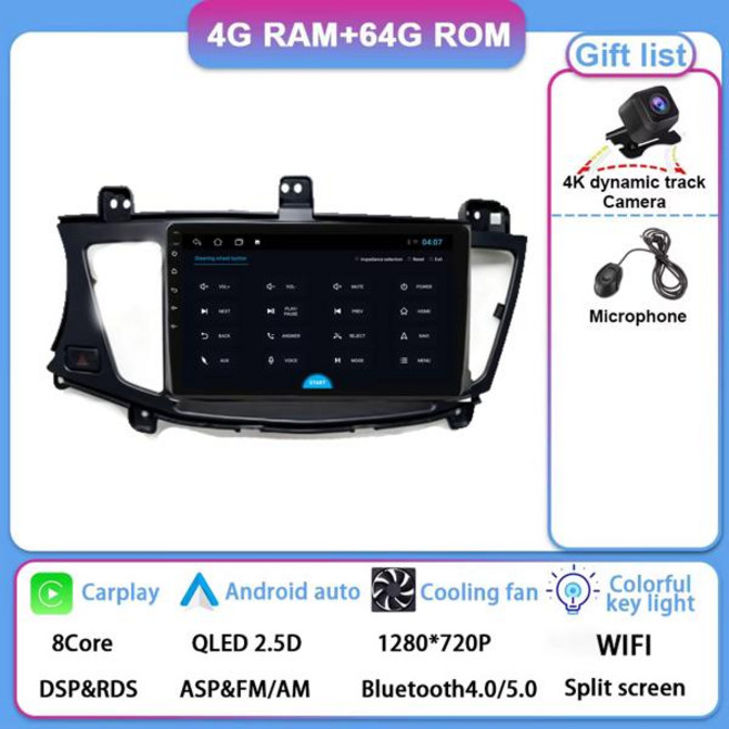 호환 안드로이드 15 기아 K7 카덴자 2009-2013 차량용 라디오 스테레오 내비게이션 GPS 오토라디오 멀티미디어 플레이어 자동차플레이 올인원, [13] 4G 64G CAM