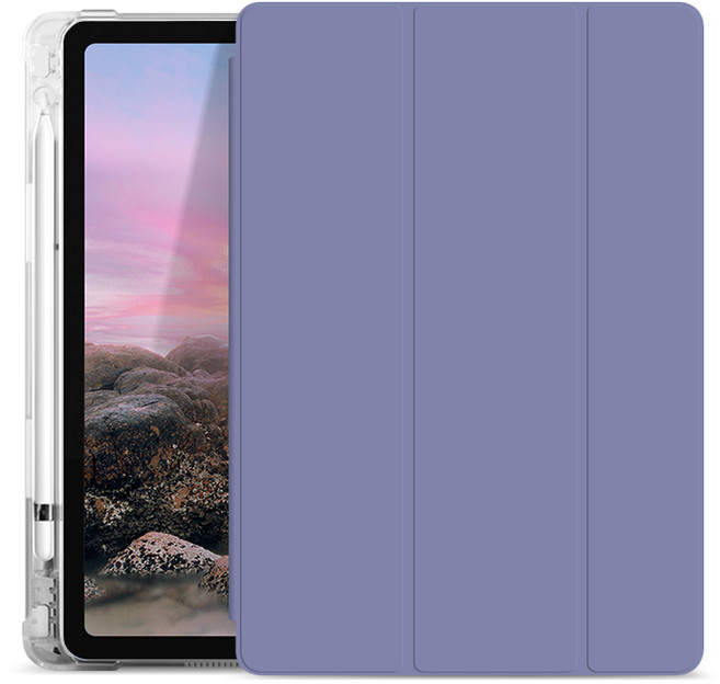 투에이비 아이패드 클리어 펜슬 수납 홀더 지문방지 케이스, 라벤더