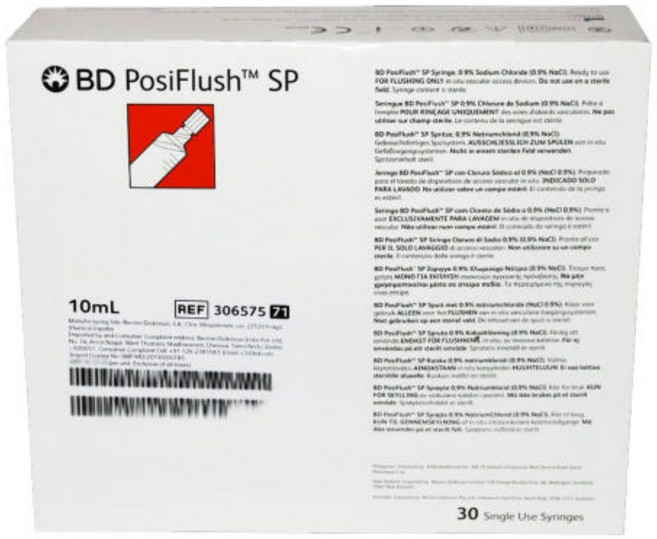 BD PosiFlush 10cc 포시플러쉬 포쉬 포지 플러시 CVC TPN PICC 배액관 세척 식염수 멸균 주사기, 1개
