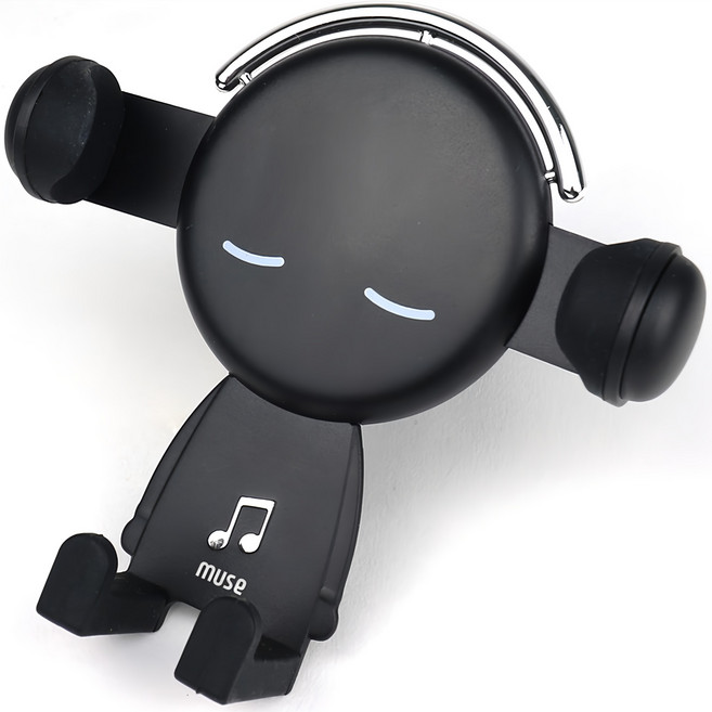 마시멜로 뮤즈 차량용 중력식 송풍구 폰거치대, 1개, 까망