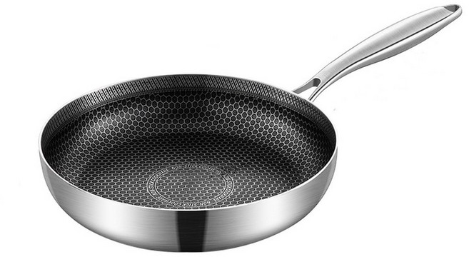 316 스테인리스강 프라이팬 가스 벌집 냄비 않는 않은 붙지 스토브 코팅되지 조리기구 양면 주방, 28cm, Honeycomb, 1개