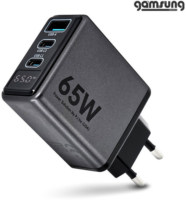 감성공장 65W PPS PD3.0 3포트 멀티 초고속 충전기 어댑터 디스플레이, 65W 충전기 어댑터, 1개