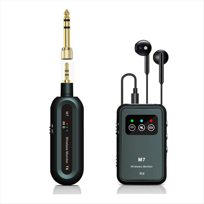 무선 인 이어 모니터 시스템 2.4GHz 무선 IEM 시스템 음악 스튜디오 라이브 방송을위한 송신기 수신기, 검은색