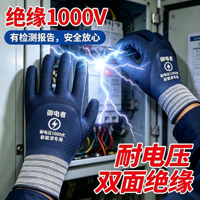 御電者 1000V絕緣手套，電工防水防觸電保護手套, 1雙, 1000V雙面絕緣款電工首選,1雙體驗裝性價比低, N/A