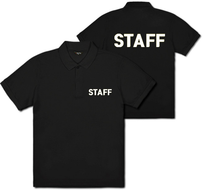 STAFF 프린팅 반팔 카라 티셔츠 스태프티 직원 가게 유니폼 (남녀공용 블랙