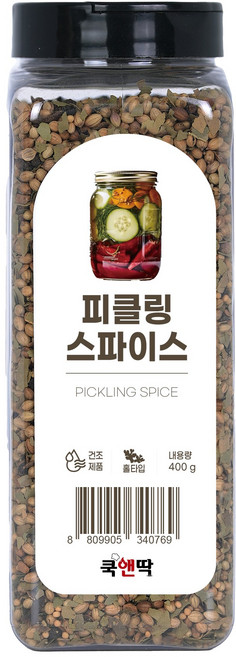 쿡앤딱 피클링 스파이스 향신료 수제 과일 오이 양파 채소 무 피클, 1개, 400g