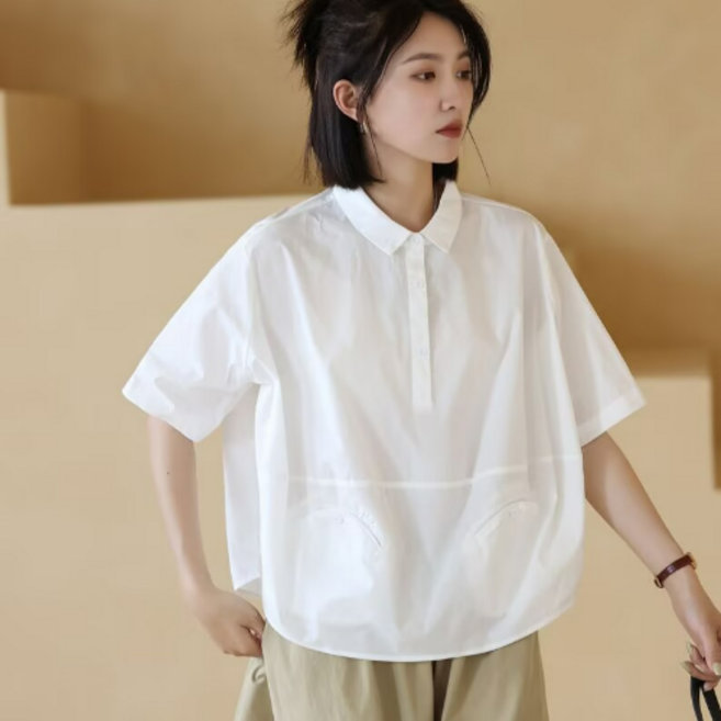 루스리더 여성 여름 카라넥 반팔 셔츠 V517