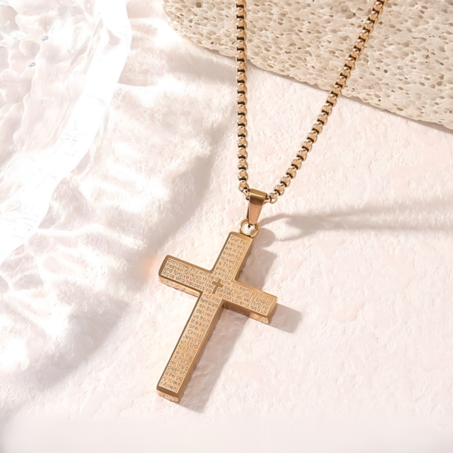 서플라이랩 써지컬스틸 성경 주기도문 십자가 목걸이