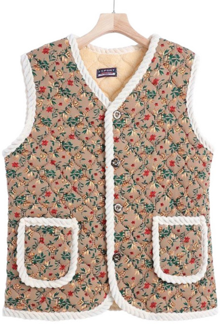 온리코 레트로 할머니 촌캉스 양털 조끼