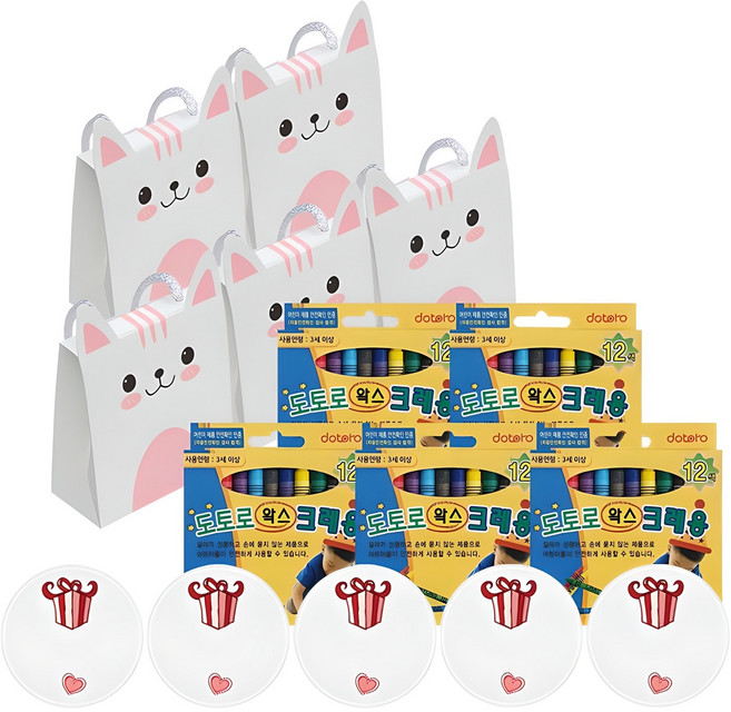 킨더맘 어린이집 생일선물 크레용 12색 5p 세트, 핑크,12색, 1세트