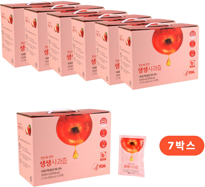 시골내음 생생 사과즙, 350팩, 110ml