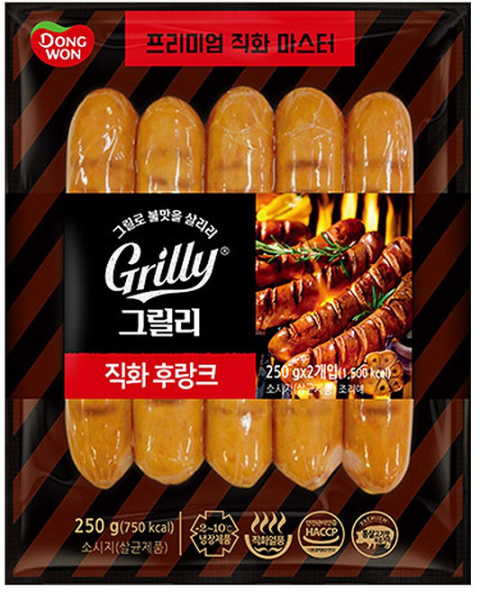 [냉장] 동원 그릴리 직화후랑크 250g+250g, 3개