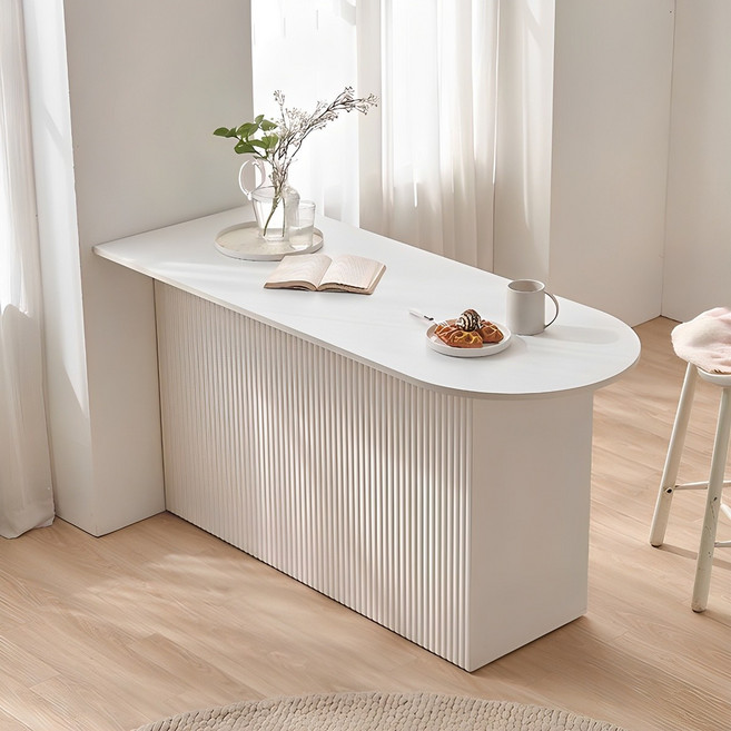 스칸디아 플로리 1100&1500 템바보드 홈바 테이블 수납형 아일랜드 식탁 (좌/우형 설치가능), 02. 1500테이블, 화이트