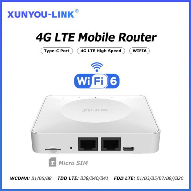 모바일 무선 라우터 타입 C 인터페이스 4G LTE 라우터 와이파이 6 SIM 카드 모뎀 지지대 32 개 장치 연결, 1개