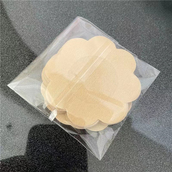 布面隱形胸貼 一次性防水防走光乳貼 膚色花形 5對10片, 1個, (D24)膚色花形 一包【5對共10片】