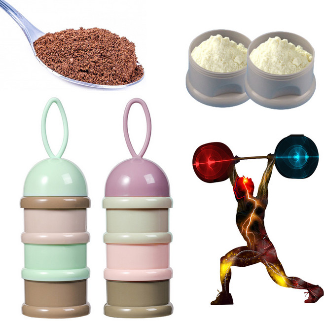 휴대용 분유 보관 통 분할통 분유 소분통 아기 3칸 파우더보관용기, 민트