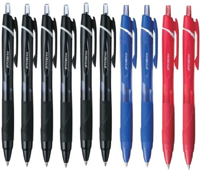 유니 제트스트림 단색 볼펜 혼합색상, 단색볼펜 0.7mm 혼합10개(흑6청2적2)