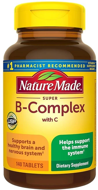 210047 Nature Made 네이처 메이드 비타민C 엽산 함유 SuperB 복합체 360정 360일분, 1개 - 쿠팡