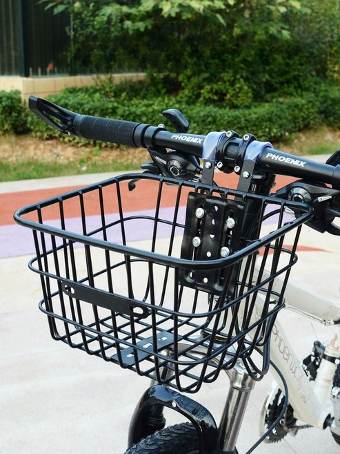 자전거앞바구니 탈부착 철제 걸이식 고정식 전면 미니벨로 용플라스틱행잉바구니블랙앤레드, 소형철제행잉바구니뚜껑없음