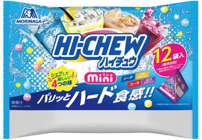 MORINAGA 森永 HI-CHEW 嗨啾 迷你蘇打 + 檸檬蘇打 + 葡萄蘇打 + 可樂 12入, 1個, 120g
