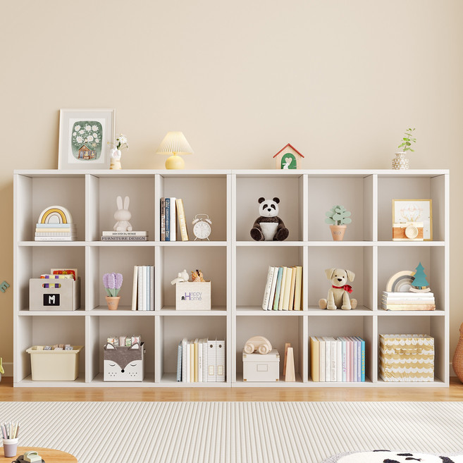 헤르티만 책장 심플함 거실 사무실 서류 수납장 교구, 3단, 화이트