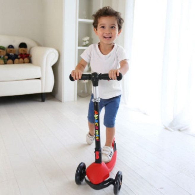 알파카 어린이 유아 킥보드 미니 접이식 LED, 샌드베이지, 1개